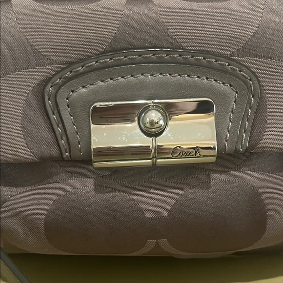 COACH Shimmery Taupe Signature Logo Shoulder Bag/Crossbody - Picture 2 of 14